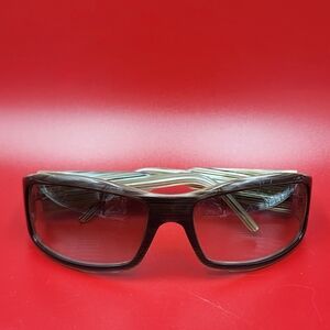 Vintage 90s/Y2k Giorgio Armani Grey Beige Tortoise-Toned Rectangular Sunglasses